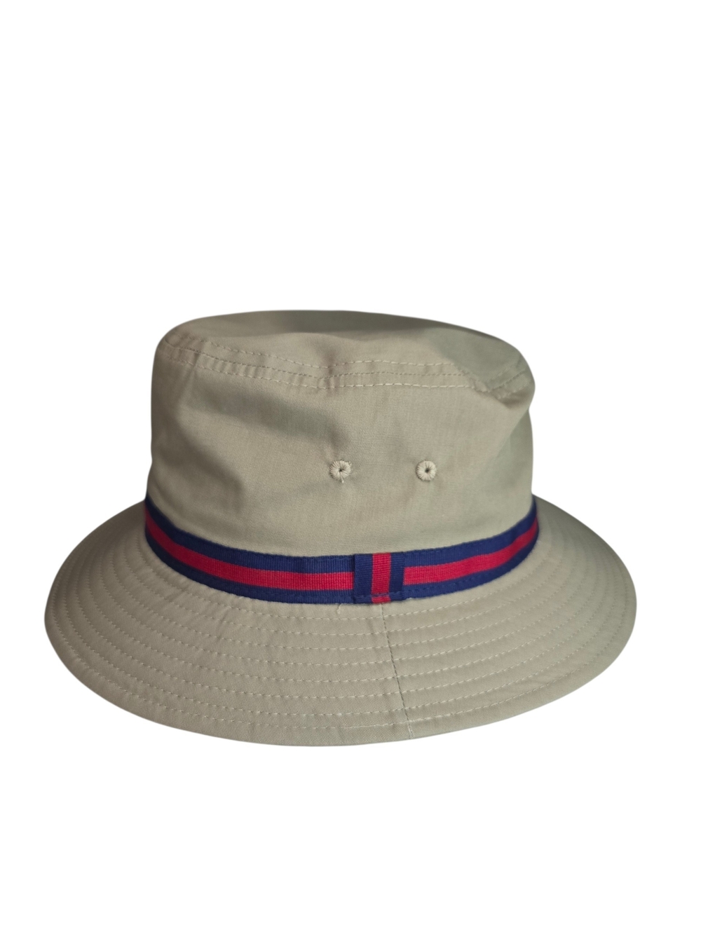 Dorfman Pacific Men's Beige Bucket Hat with Blue and Red Stripe Size Large